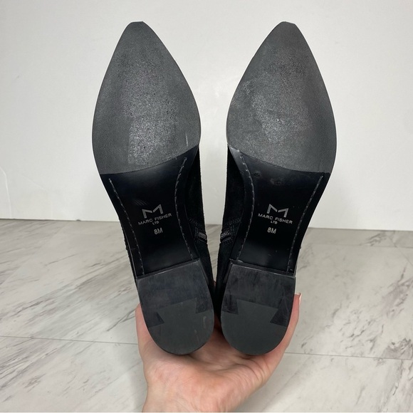 New! Marc Fisher Yandi Western Black Suede Bootie 8M - Picture 12 of 13